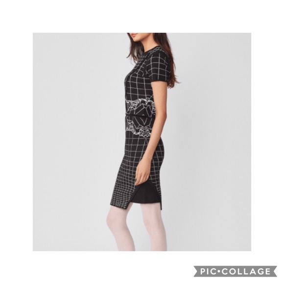 NWT Unique black & white body hugging Grid Knit Skirt - Picture 3 of 4